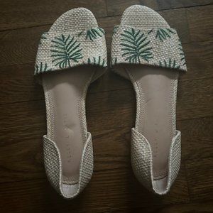 Kelly & Katie Palm Printed Jute D'orsay Flats NEW 7.5